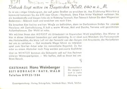 AK / Ansichtskarte  Boebrach_Bayern Gaestehaus Hans Weinberger 