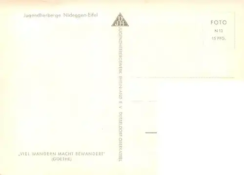 AK / Ansichtskarte 73872137 Nideggen_Eifel Jugendherberge Spruch Viel Wandern macht bewandert Goethe Nideggen Eifel