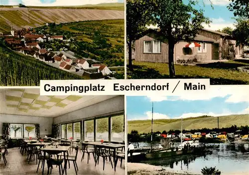 AK / Ansichtskarte 73872144 Escherndorf_Volkach Panorama Campingplatz Aufenthaltsraum Bootssteg 