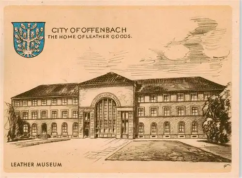 AK / Ansichtskarte 73872238 Offenbach__Main Leather Museum Kuenstlerkarte 
