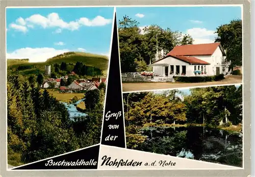 AK / Ansichtskarte 73872273 Nohfelden Panorama Ausflugsgaststaette Buchwaldhalle Teich Nohfelden