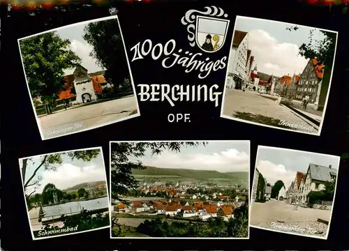 AK / Ansichtskarte  Berching 1000 Jahre Jubilaeum Gredinger Tor Innenstadt Schwimmbad Panorama Neumarkter Tor Berching