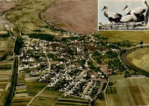 AK / Ansichtskarte  Atzbach_Lahnau_Hessen Fliegeraufnahme Storchennest 