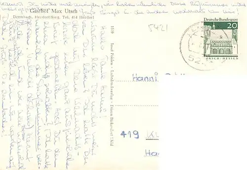 AK / Ansichtskarte  Dermbach_Sieg Panorama Gasthof Max Utsch Gastraum Landschaft Dermbach Sieg