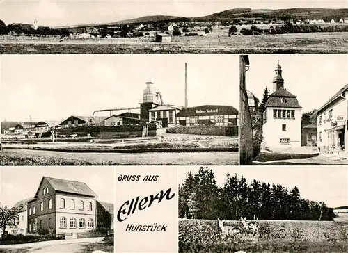 AK / Ansichtskarte  Ellern_Hunsrueck Panorama Holzindustrie Kirche Teilansicht Landschaftspanorama Ellern_Hunsrueck