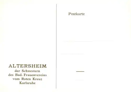 AK / Ansichtskarte  Karlsruhe_Baden Altersheim der Schwestern des Badischen Frauenvereins vom Roten Kreuz Karlsruhe_Baden