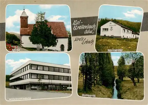 AK / Ansichtskarte  Rai-Breitenbach_Breuberg Kirche Sophien-Hof Schule Partie am Bach 