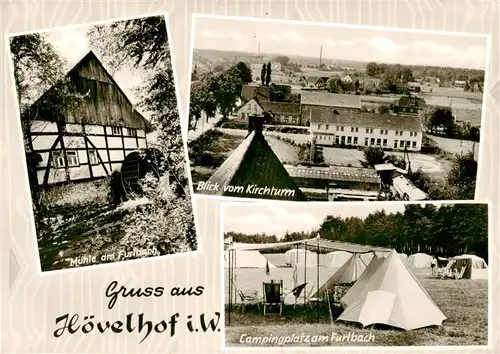 AK / Ansichtskarte  Hoevelhof Muehle am Furlbach Panorama Blick vom Kirchturm Campingplatz Hoevelhof