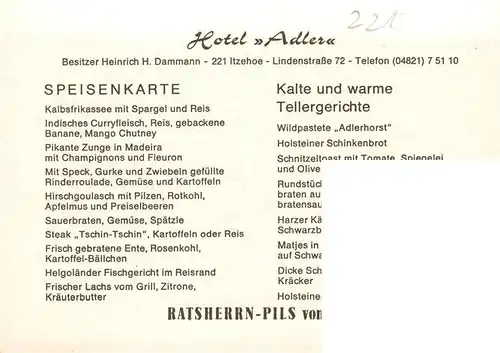 AK / Ansichtskarte  Itzehoe Hotel Adler Gaststube Zimmer Itzehoe