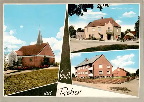 AK / Ansichtskarte 73872737 Reher__Holstein_Itzehohe Kirche Gasthaus Wohnhaeuser 