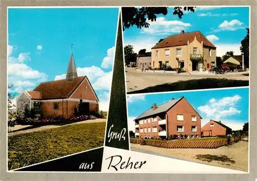 AK / Ansichtskarte 73872738 Reher__Holstein_Itzehohe Kirche Gasthaus Wohnhaeuser 