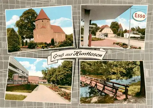 AK / Ansichtskarte 73872740 Huntlosen_Grossenkneten Kirche Schule Ortspartie Bruecke 