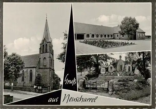 AK / Ansichtskarte  Neuscharrel_Friesoythe Kirche Schule Gedenkstaette 