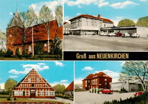 AK / Ansichtskarte 73872757 Neuenkirchen_Cuxhaven Kirche Kaufhaus Fachwerkhaus 