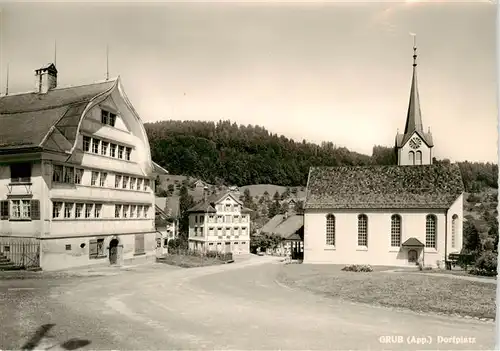 AK / Ansichtskarte  Grub_AR Dorfplatz mit Kirche Grub_AR