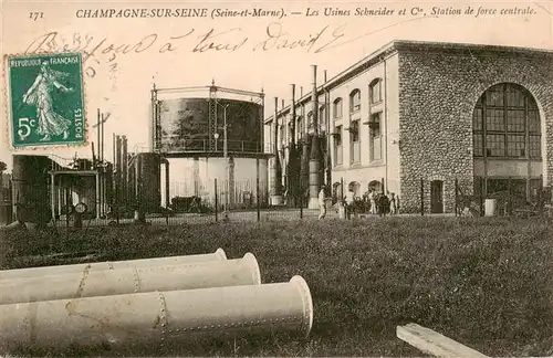 AK / Ansichtskarte  Champagne-sur-Seine_77_Seine-et-Marne Les Usines Schneider et Cie Station de force centrale 