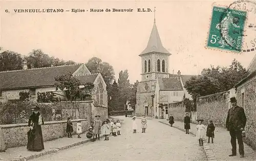 AK / Ansichtskarte  Verneuil-l_Etang_77_Seine-et-Marne Eglise Route de Beauvoir 
