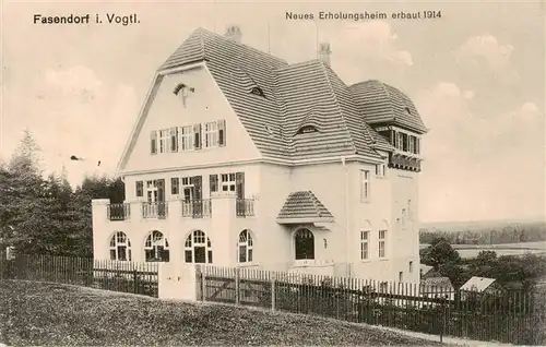 AK / Ansichtskarte  Fasendorf_Mehltheuer_Vogtland Neues Erholunsheim erbaut 1914 