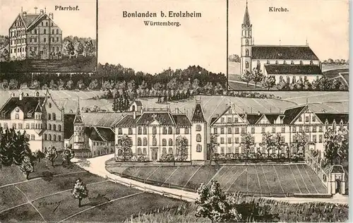 AK / Ansichtskarte  Bonlanden_Berkheim Pfarrhof Kirche Schloss Bonlanden_Berkheim