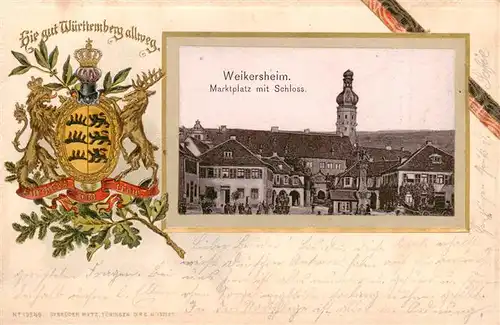 AK / Ansichtskarte  Weikersheim Marktplatz mit Schloss Weikersheim