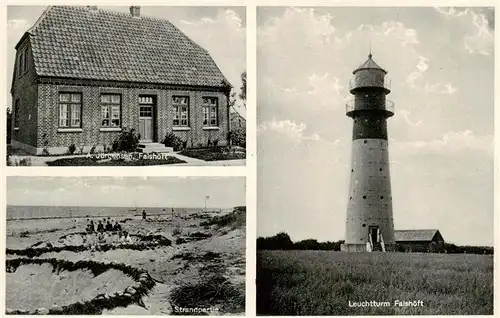 AK / Ansichtskarte 73873032 Falshoeft_Nieby Haus Juergensen Leuchtturm Strandpartie Falshoeft Nieby