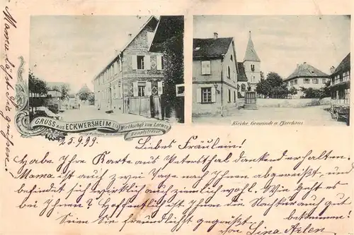 AK / Ansichtskarte  Eckwersheim_67_Bas-Rhin Wirtschaft zum Loewen Kirche Gemeindehaus Pfarrhaus Deutsche Reichspost 