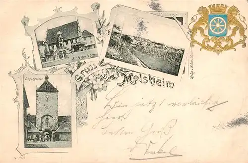 AK / Ansichtskarte  Molsheim_67_Bas-Rhin Amtsgericht Stadttor Panorama Wappen 