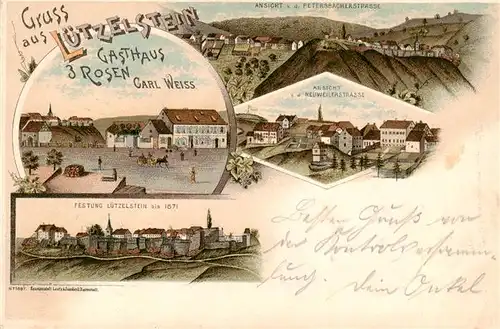 AK / Ansichtskarte  Luetzelstein_67_Alsace Gasthaus Drei Rosen Festung Ansichten Litho 