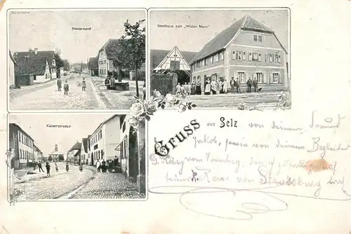 AK / Ansichtskarte  Selz_67_Bas-Rhin Niedersand Gasthaus zum Wilden Mann Kaiserstrasse 
