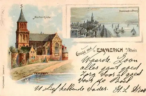 AK / Ansichtskarte 73873162 Emmerich_Rhein Martini-Kirche Rheinpromenade Emmerich Rhein