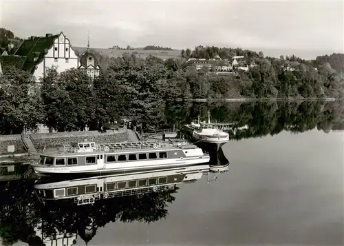 AK / Ansichtskarte  Saalburg_Saale Schiffahrt am HO Hotel Kranich Saalburg_Saale