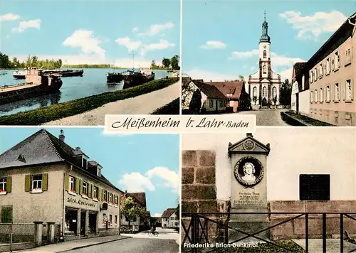 AK / Ansichtskarte 73873396 Meissenheim_Baden Flusspartie Ortspartie Friederike Brion Denkmal Kirche Meissenheim_Baden