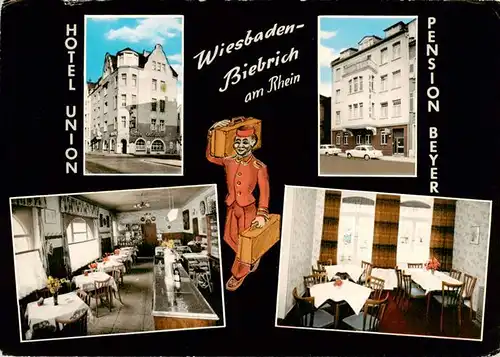 AK / Ansichtskarte 73873398 Biebrich_Wiesbaden Hotel Union Pension Beyer Gastraeume Biebrich_Wiesbaden