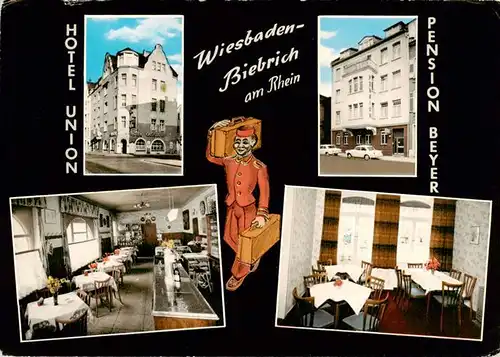 AK / Ansichtskarte  Biebrich_Wiesbaden Hotel Union Pension Beyer Gastraeume Biebrich_Wiesbaden