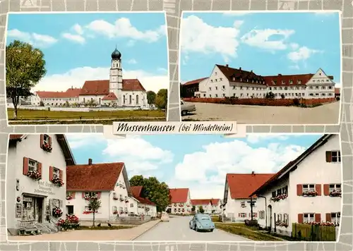 AK / Ansichtskarte  Mussenhausen_Markt_Rettenbach Kirche Ortspartie Schule 