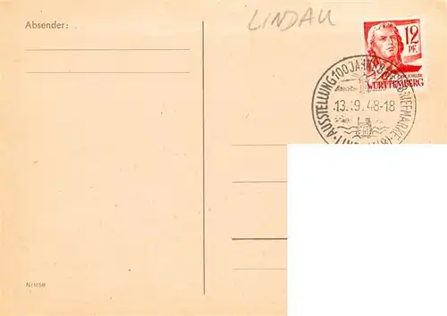 AK / Ansichtskarte  Lindau__Bodensee Briefmarken-Ausstellung 100 Jahre bayerische Briefmarke Postkutsche Kuenstlerkarte Sonderstempel 