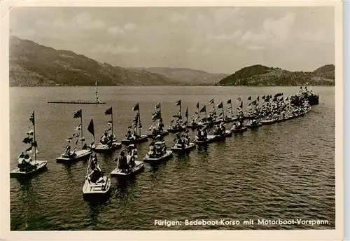 AK / Ansichtskarte  Fuerigen_Stansstad_NW Badeboot-Korso mit Motorboot Vorspann Bromsilber 