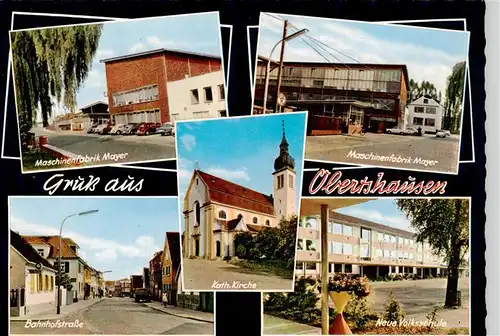 AK / Ansichtskarte  Obertshausen Maschinenfabrik Mayer Bahnhofstrasse Kath Kirche Neue Volksschule Obertshausen