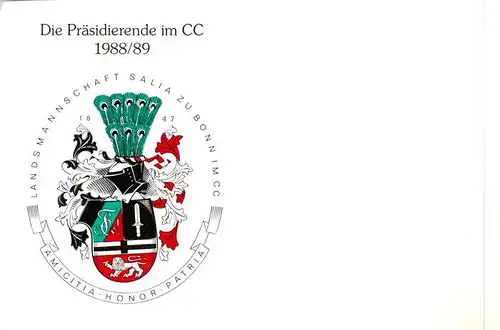 AK / Ansichtskarte 73873485 Bonn_Rhein Salia Landsmannschaft zu Bonn im CC Wappen Bonn_Rhein