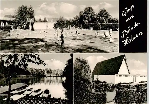 AK / Ansichtskarte 73873507 Holsen_Buende Schwimmbad Bootsliegeplatz Kirche Holsen Buende