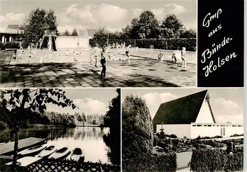 AK / Ansichtskarte  Holsen_Buende Schwimmbad Bootsliegeplatz Kirche Holsen Buende