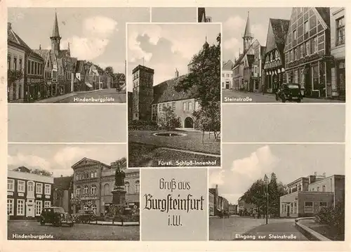 AK / Ansichtskarte  Burgsteinfurt Hindenburgstrasse Fuerstl Schloss Innenhof Steinstrasse Eingang zur Steinstrasse Burgsteinfurt