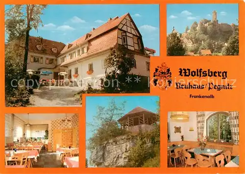 AK / Ansichtskarte 73873578 Neuhaus_Pegnitz Gasthof Pension Wolfsberg Gastraeume Pavillon Burg Veldenstein Neuhaus Pegnitz