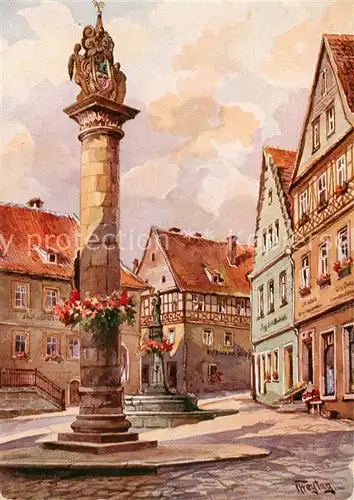 AK / Ansichtskarte  Kronach_Oberfranken Melchior Otto Platz mit Lucas Cranach Haus und Ehrensaeule Kronach Oberfranken