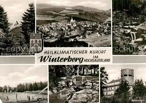 AK / Ansichtskarte  Winterberg_Hochsauerland St Georg Sprungschanze Panorama Ruhrquelle Schwimmbad Lennequelle Astenturm Winterberg_Hochsauerland