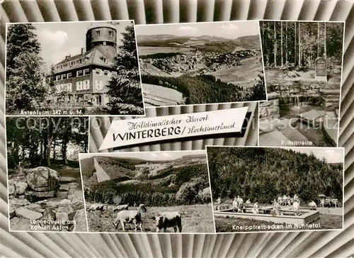 AK / Ansichtskarte  Winterberg_Hochsauerland Astenturm Panorama Ruhrquelle Lennequelle Kneipptretbecken im Nuhnetal Winterberg_Hochsauerland