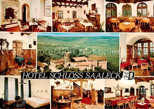 AK / Ansichtskarte  Hammelburg Hotel Schloss Saaleck Gastraeume Zimmer Fliegeraufnahme Hammelburg