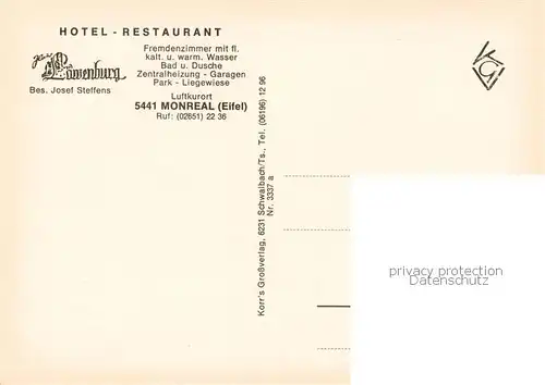 AK / Ansichtskarte 73873629 Monreal_Eifel Hotel Restaurant Loewenburg Rurpartie Monreal Eifel