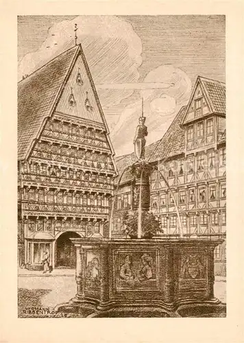 AK / Ansichtskarte  Alt_Hildesheim Knochenhauer Amtshaus Zeichnung Alt_Hildesheim