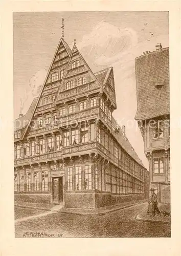 AK / Ansichtskarte  Alt_Hildesheim Altdeutsches Haus Zeichnung Alt_Hildesheim